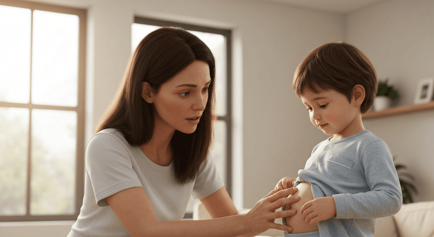 「おへそが出っ張っています」、臍ヘルニア（でべそ）