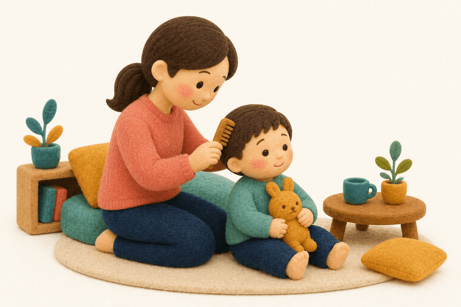 放課後等デイサービスとは?の場面を示すフェルト人形風イラスト