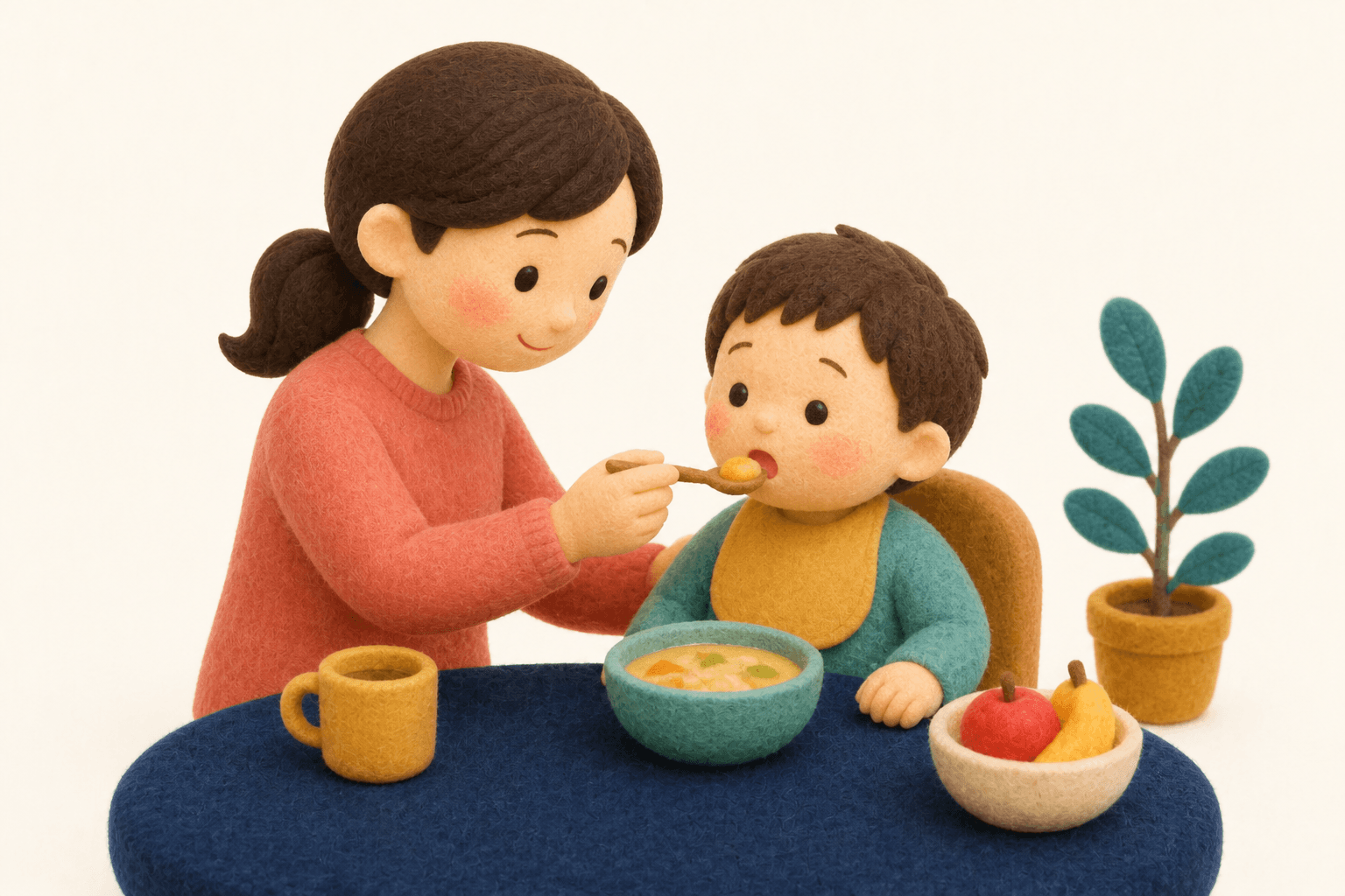 放デイではどんなことをするのですか?の場面を示すフェルト人形風イラスト