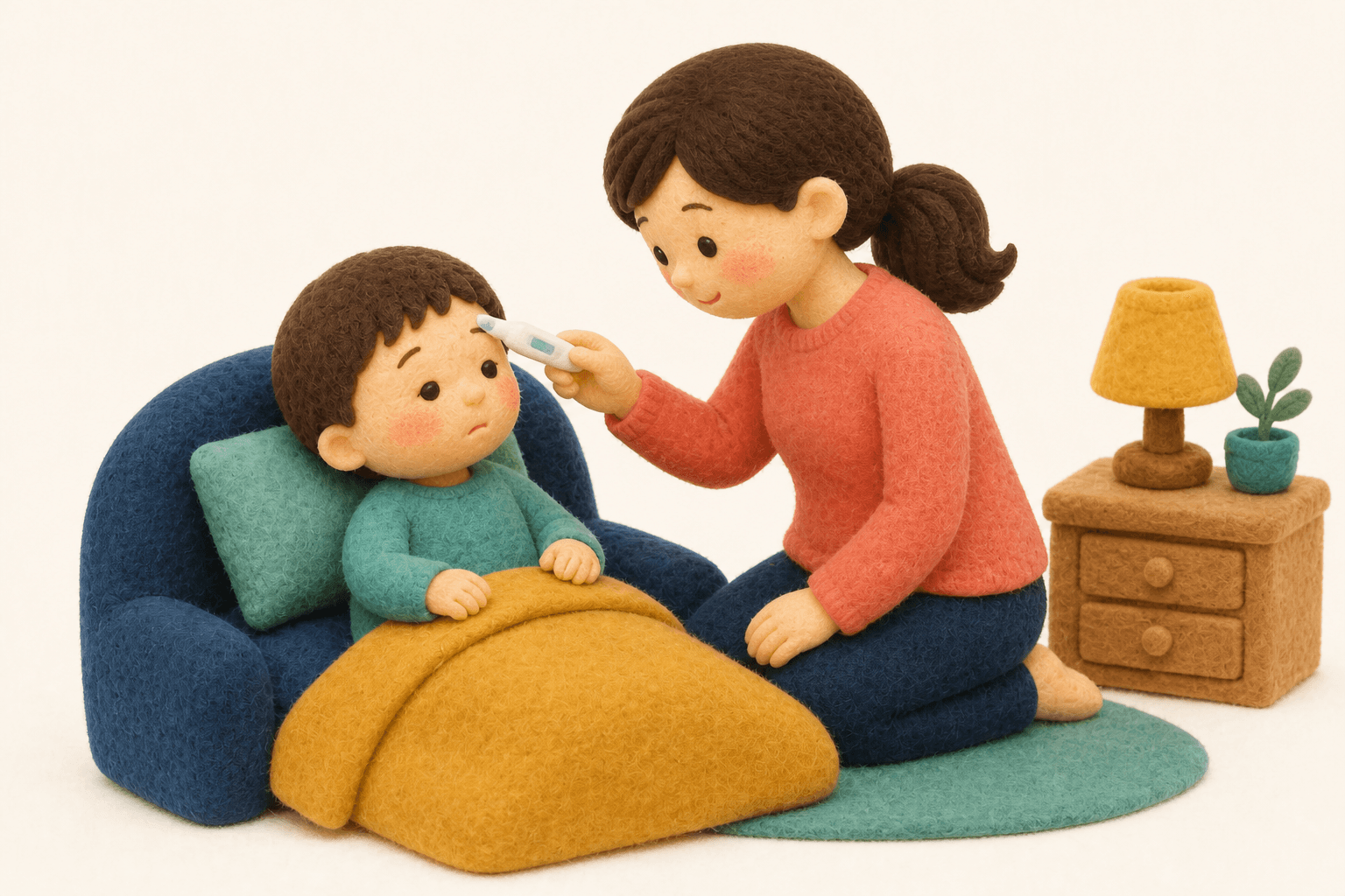 利用するための手続きは?の場面を示すフェルト人形風イラスト