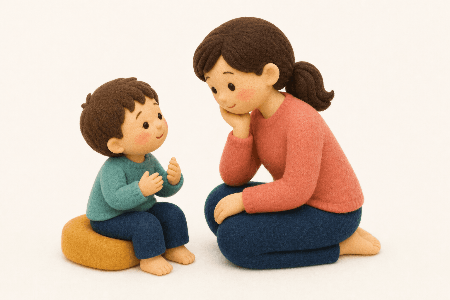 子どもの不安障害とはどんな病気ですか?の場面を示すフェルト人形風イラスト