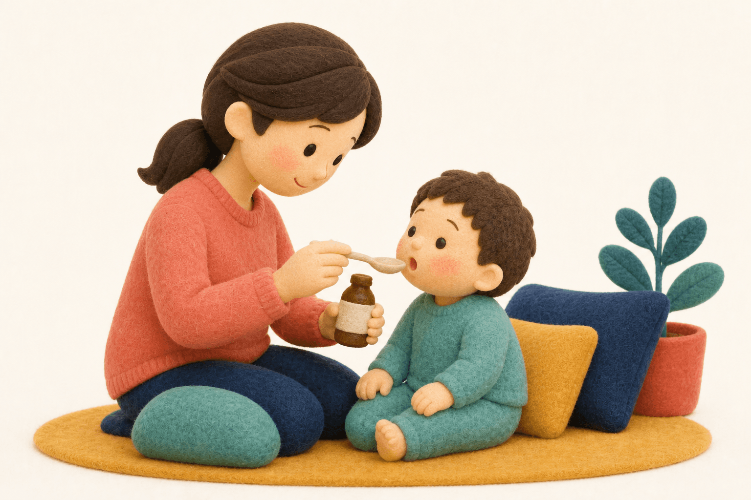 "スペクトラム"って、軽いものから重いものまであるんですかの場面を示すフェルト人形風イラスト