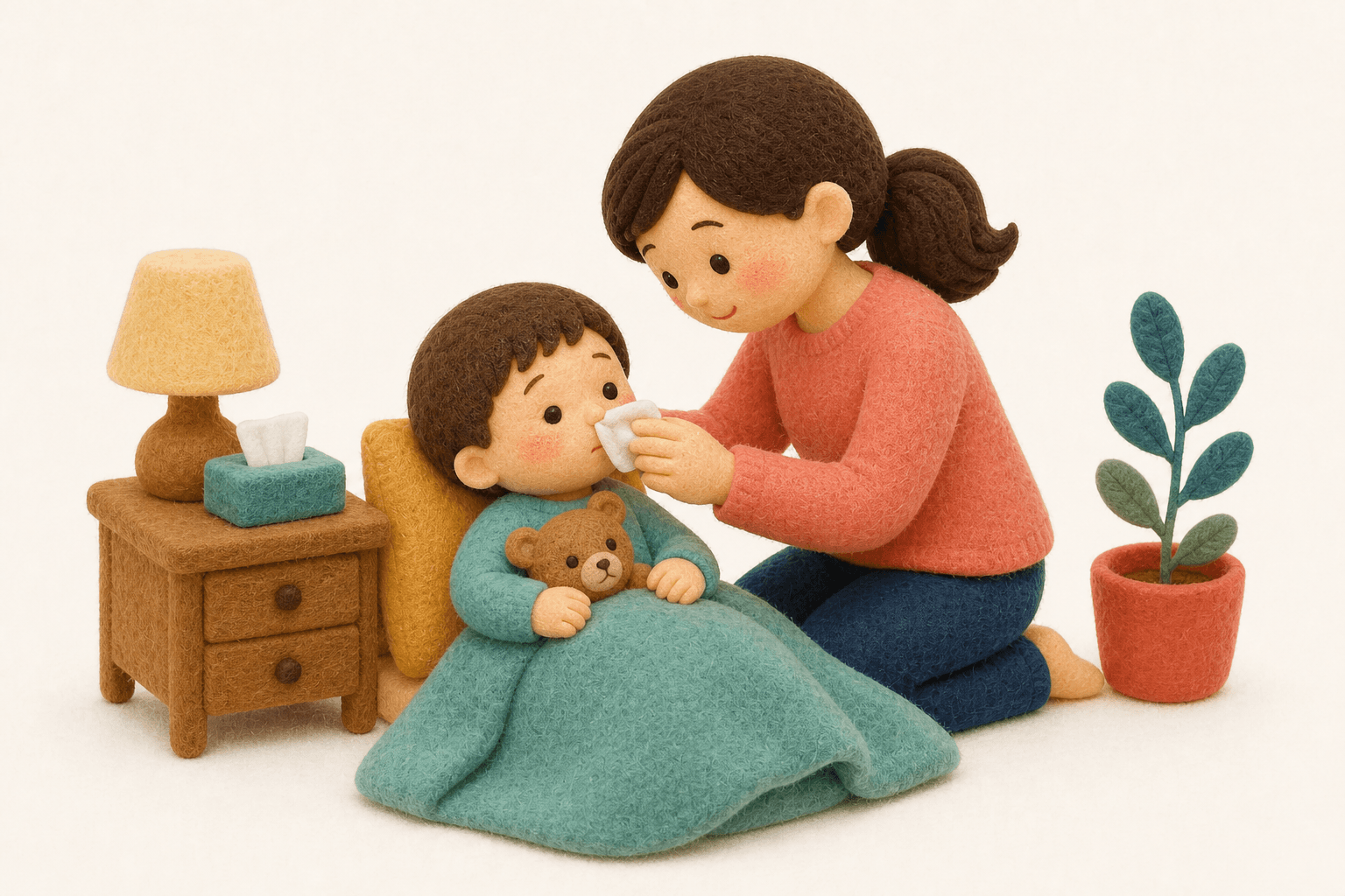 DCDの子どもにはどんな支援が効果的ですか?の場面を示すフェルト人形風イラスト