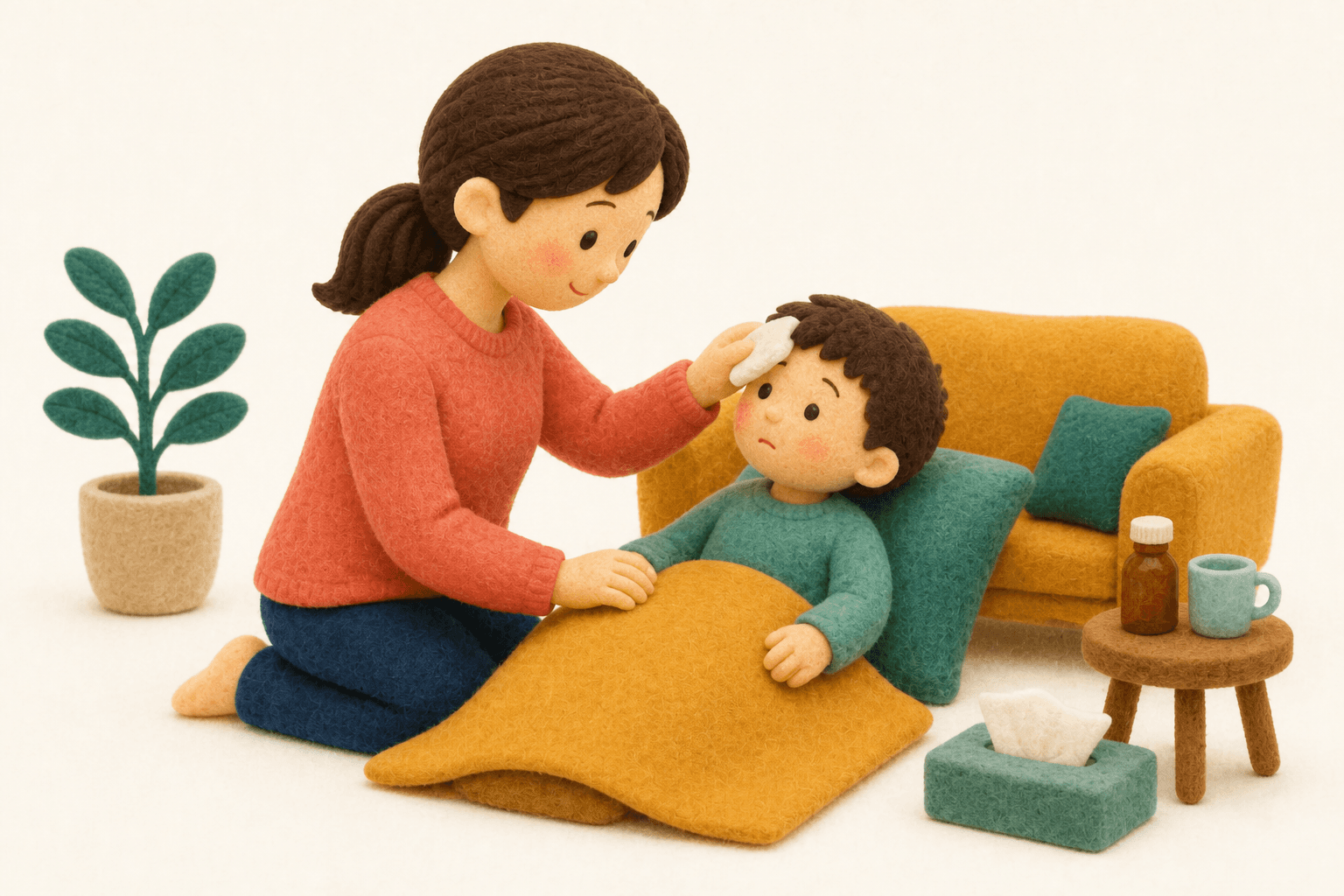 療育とは何ですか?の場面を示すフェルト人形風イラスト
