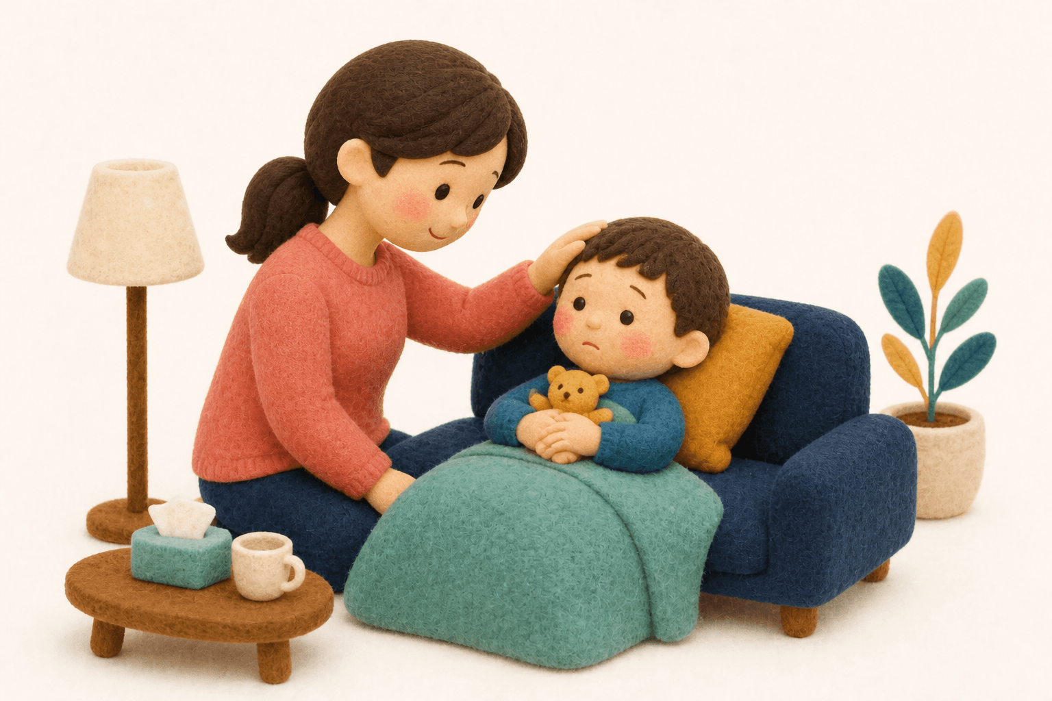 療育にはどんな種類がありますか?の場面を示すフェルト人形風イラスト