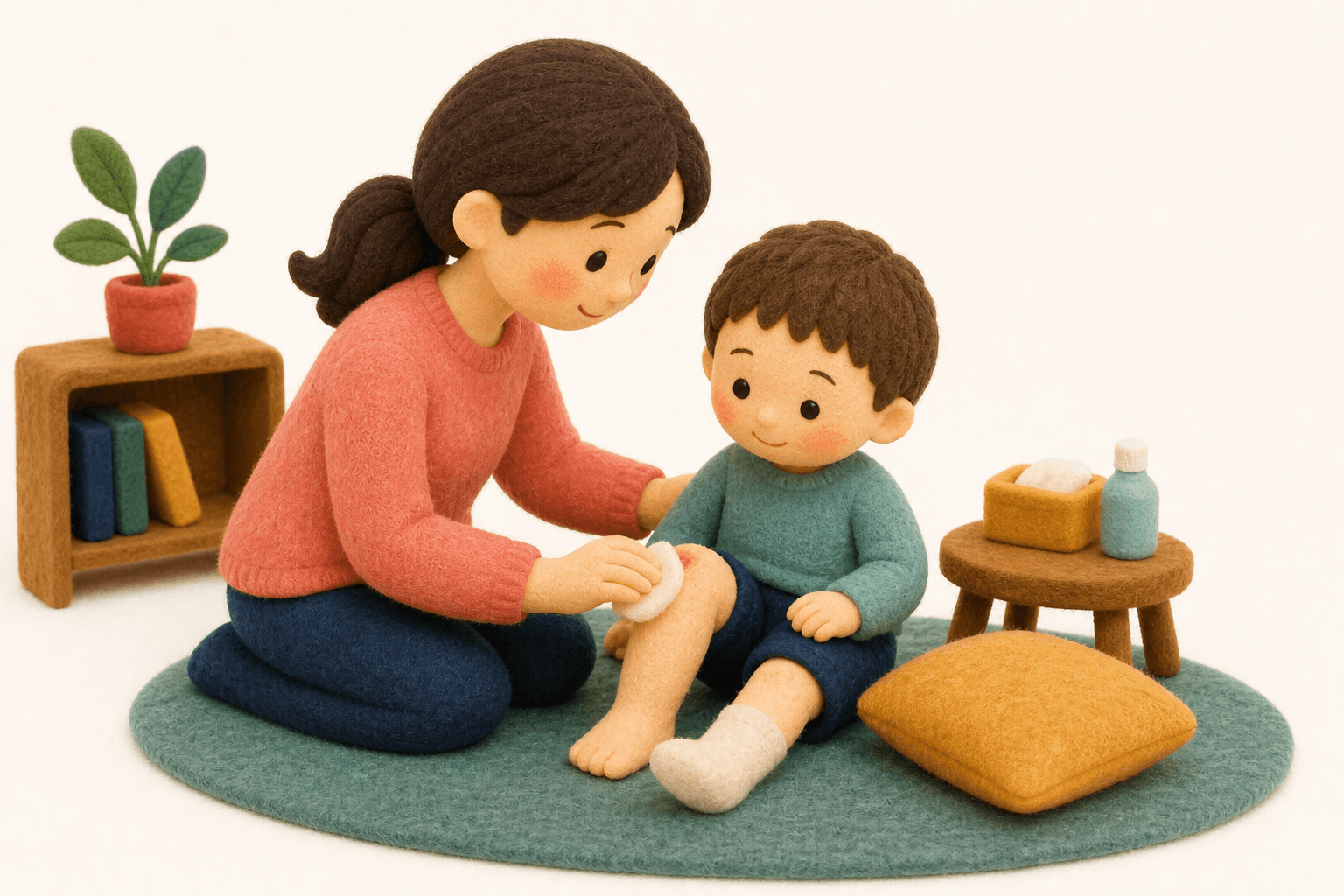 発達のでこぼことはの場面を示すフェルト人形風イラスト