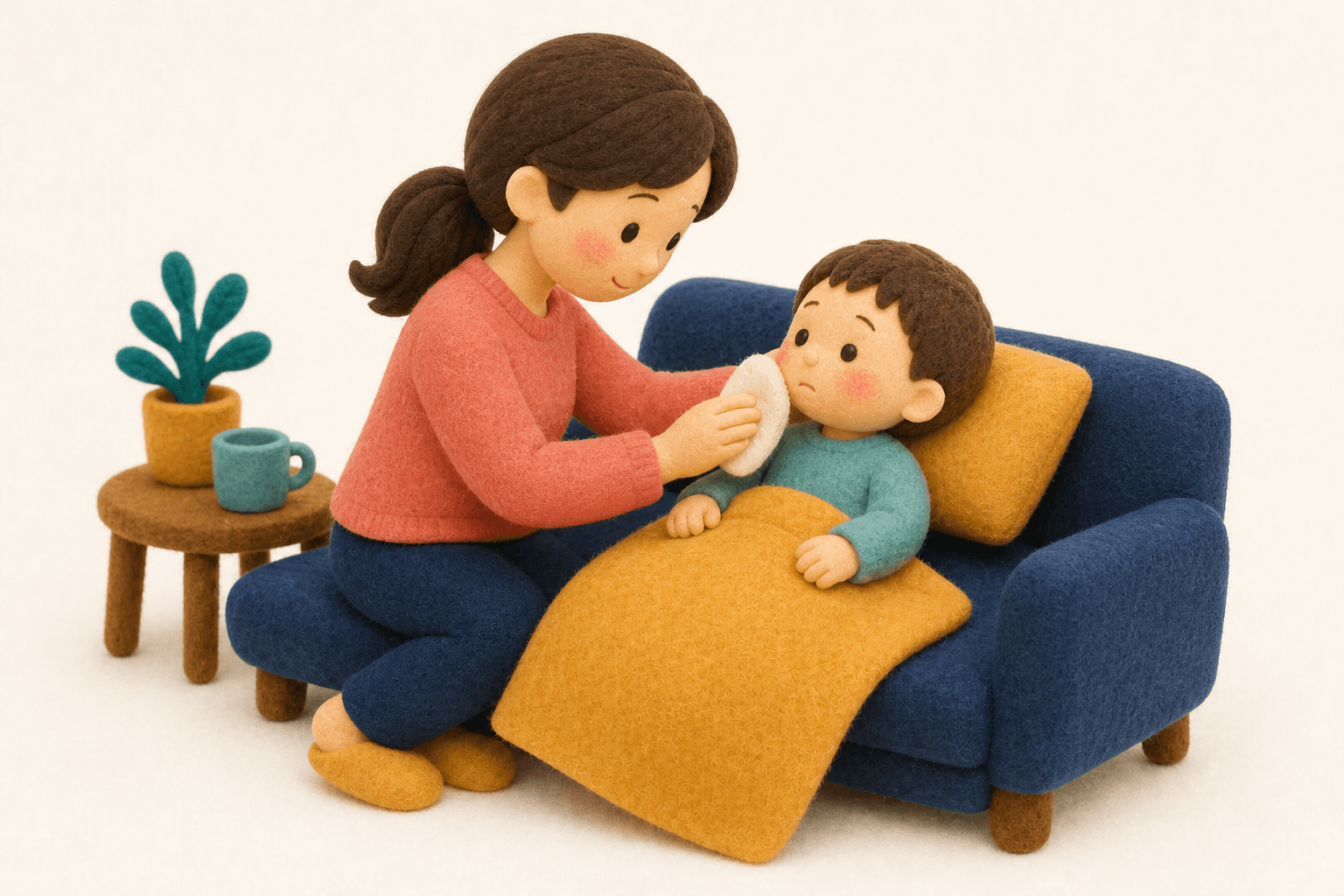 いつ頃伝えるのが良いですか?の場面を示すフェルト人形風イラスト