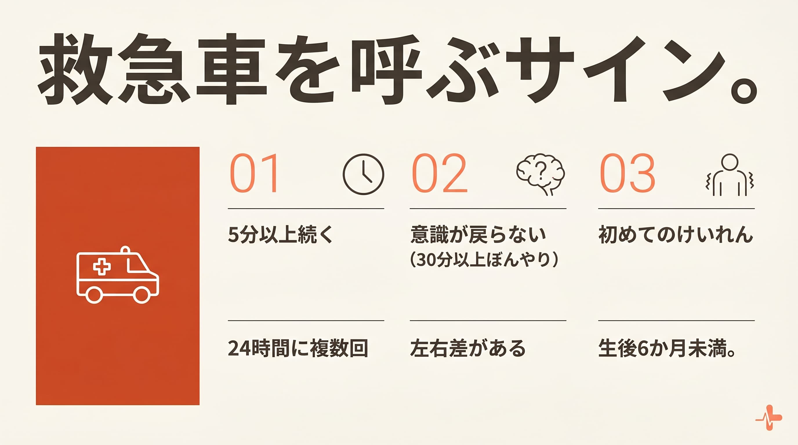 救急車を呼ぶサイン6つ。