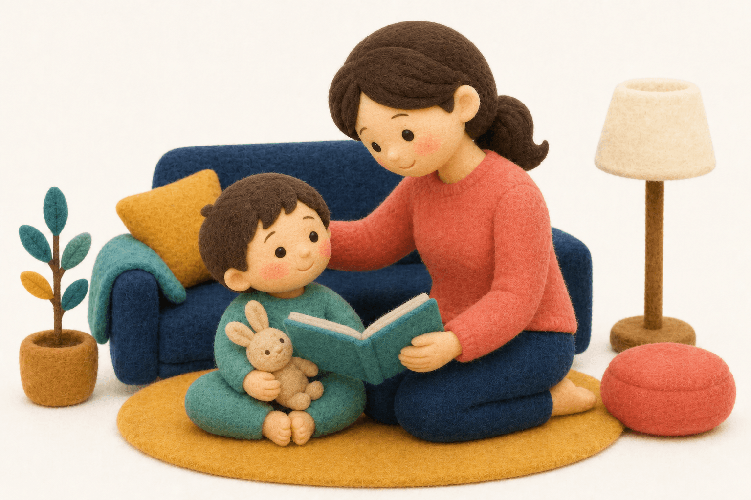 どう声をかければよいですか?の場面を示すフェルト人形風イラスト