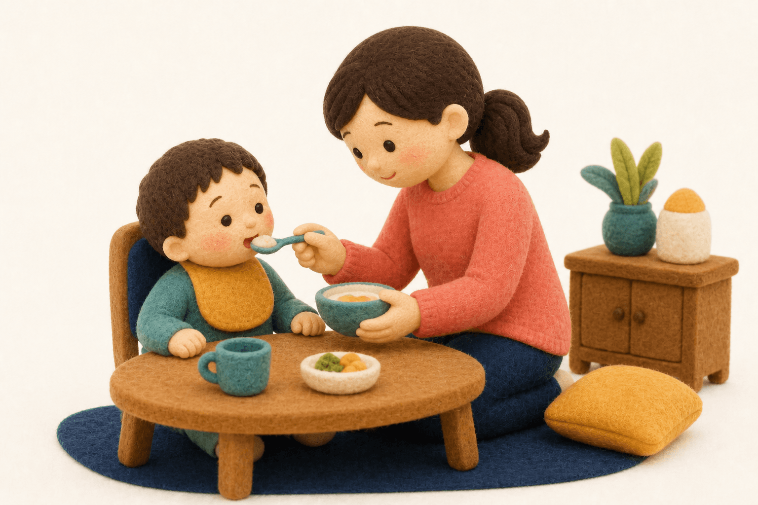 友達とうまく遊べないのですが、どうすればよいですか?の場面を示すフェルト人形風イラスト