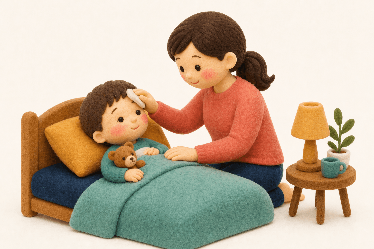 原因と背景は?の場面を示すフェルト人形風イラスト
